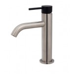 Kaya Basin Mixer, Brushed Nickel With Matte Black Handle